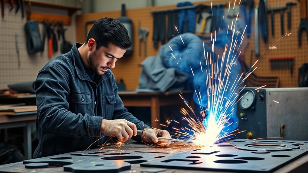 Operator selecting a plasma cutter based on amperage, duty cycle, and power requirements