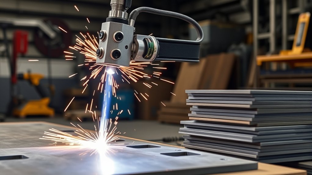 Examples of plasma-cut parts in mild steel, stainless, and aluminum