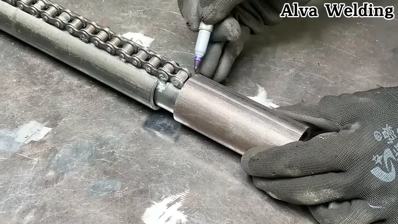 Test-fitting chain around sprocket on bench