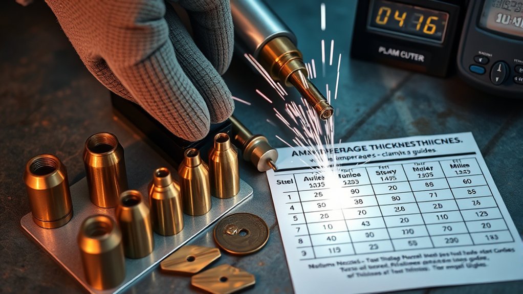 nozzle size amperage thickness