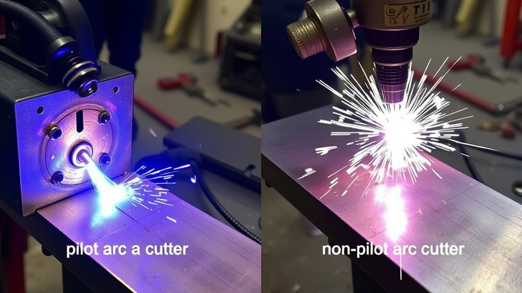 Plasma cutter producing a bright cutting arc on steel