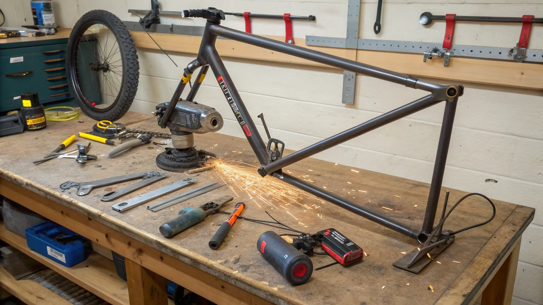 DIY Angle Grinder Stand from Bicycle Frame