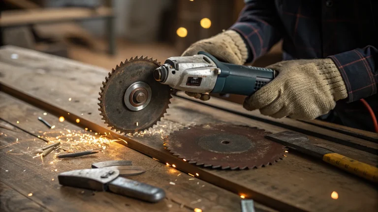 saw blade on angle grinder