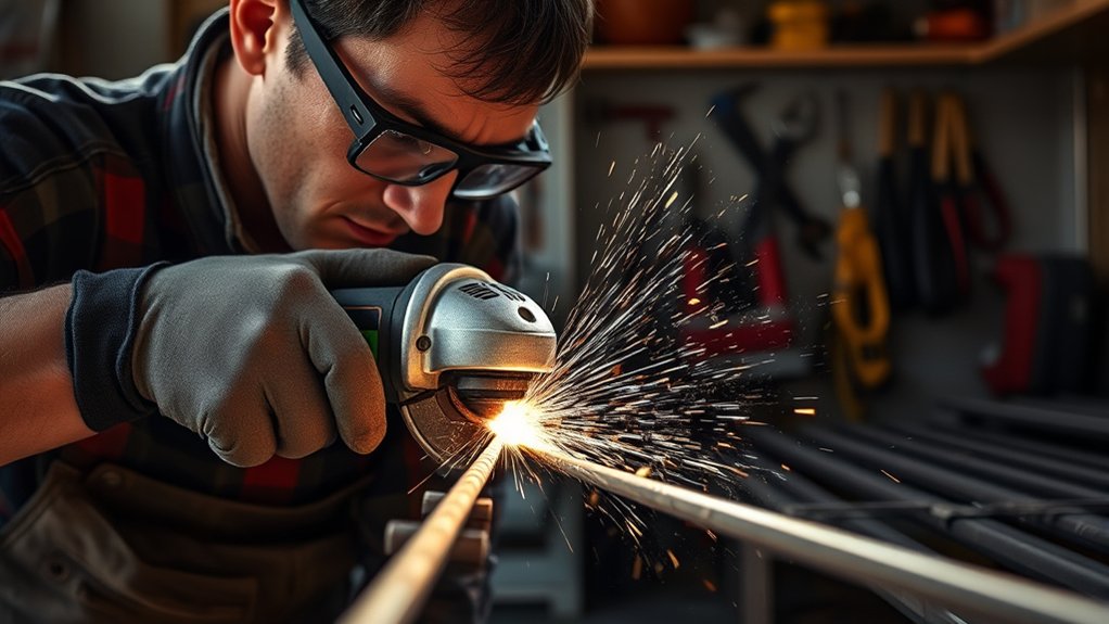 cut rebar with angle grinder
