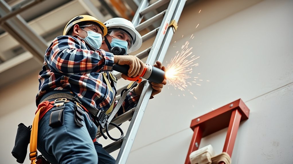 safe ladder angle grinding
