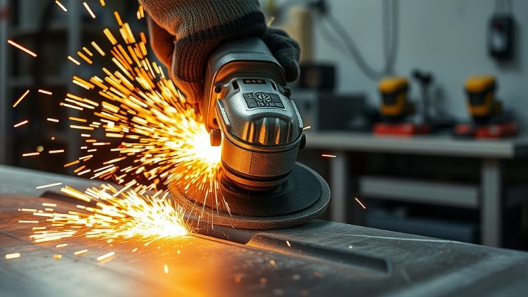 smoothing edges with grinder