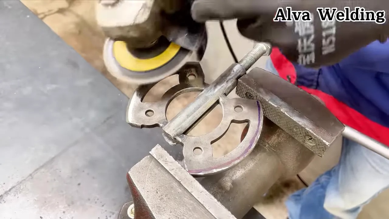 Bicycle sprocket and handle positioned for tack welding fit-up