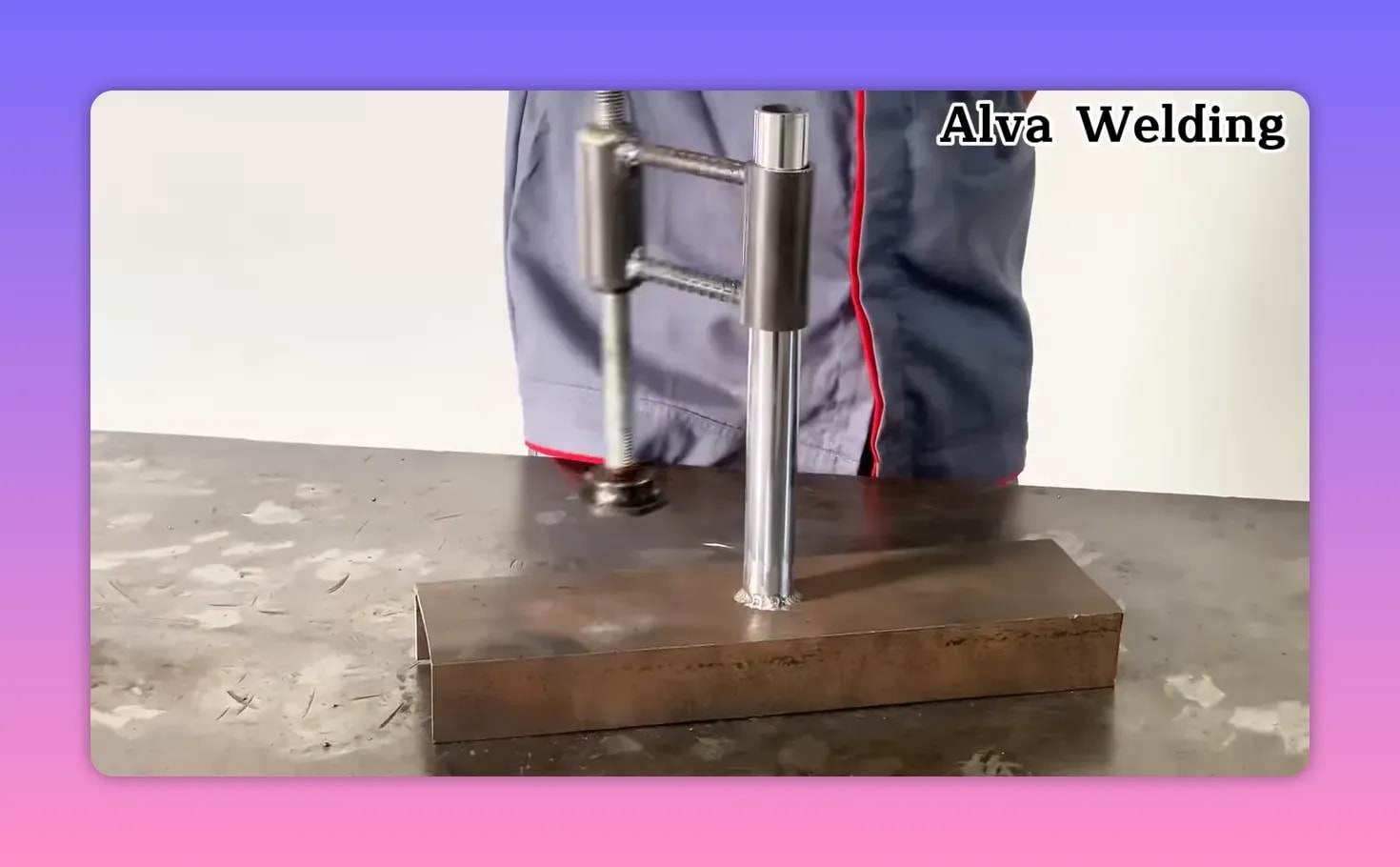 Welding the reinforced top section of a DIY pipe clamp frame