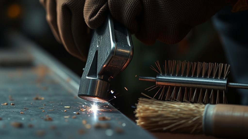 chipping hammer and wire brush