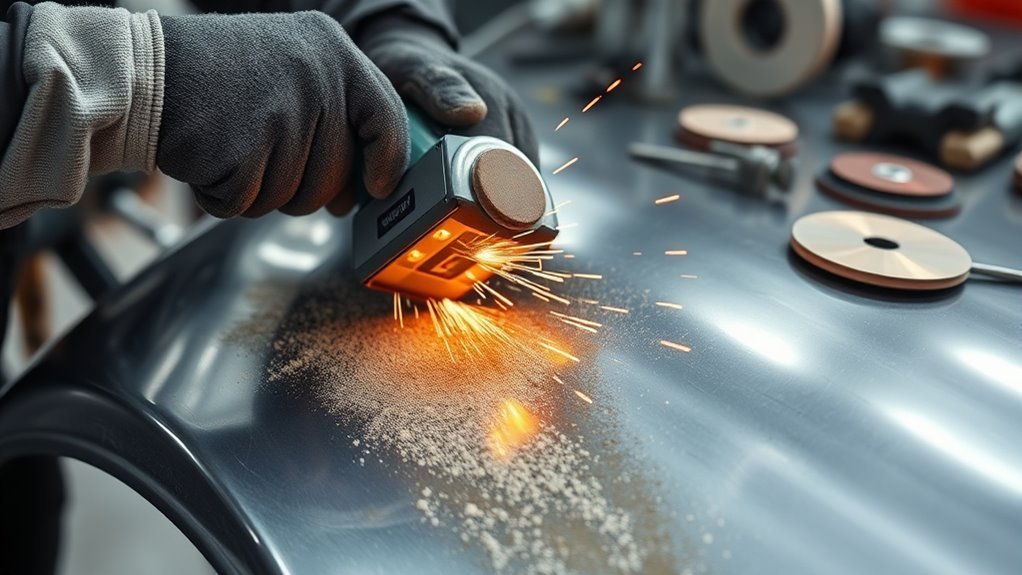 cleaning welds on panels
