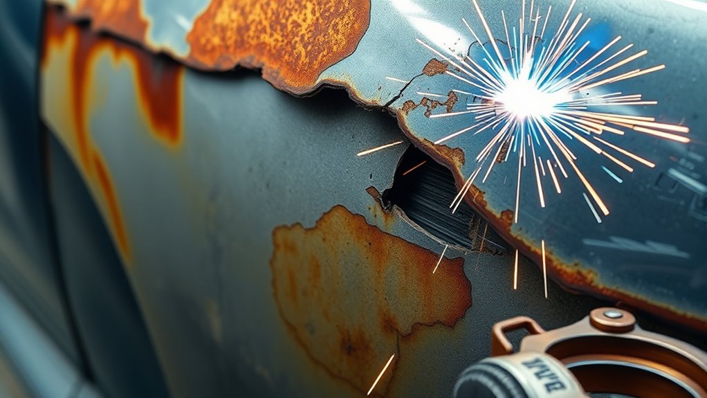 repairing rust cracks holes