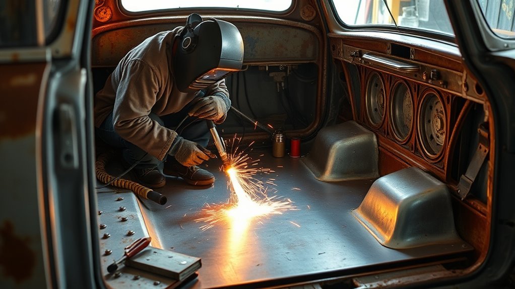 welding car floor pans