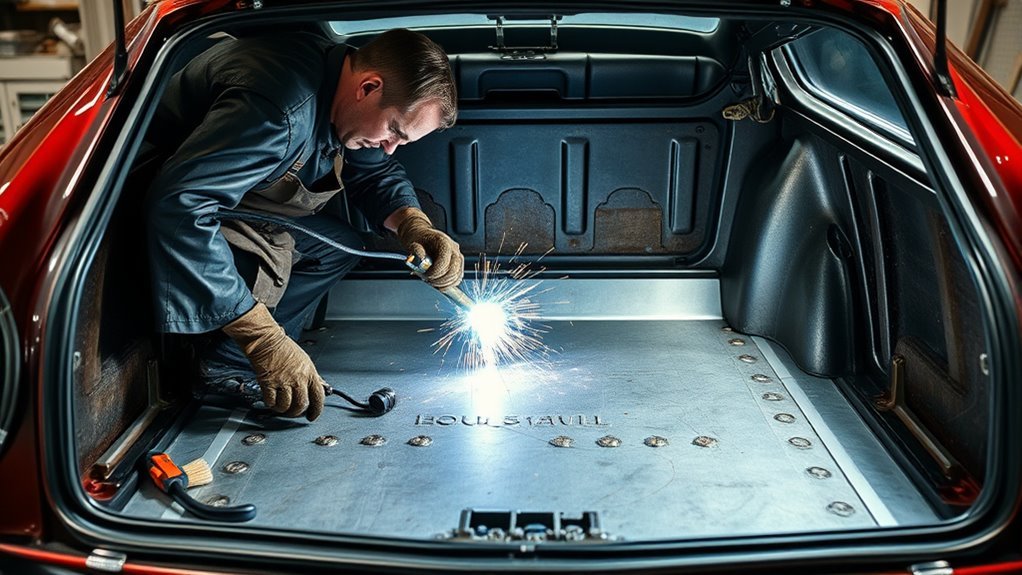 welding classic car trunk