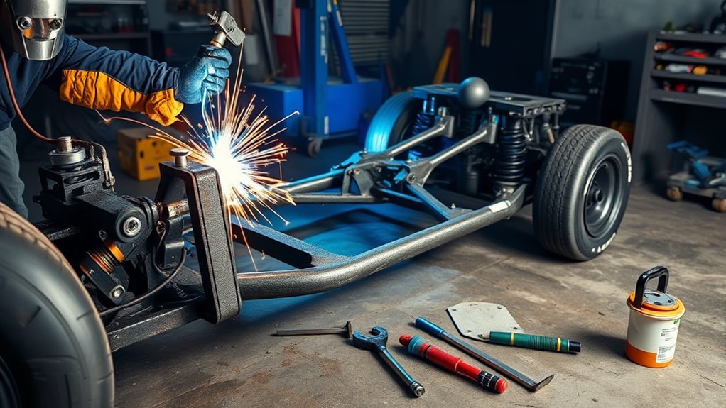 welding coilover mounts securely
