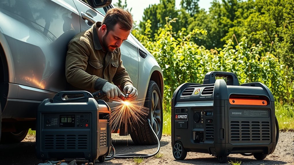 welding outdoors with generator